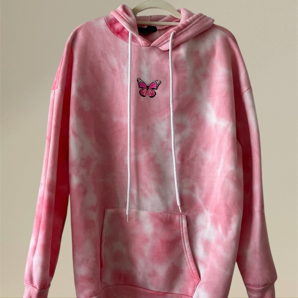 Pink Tie-Dye Butterfly Hoodie